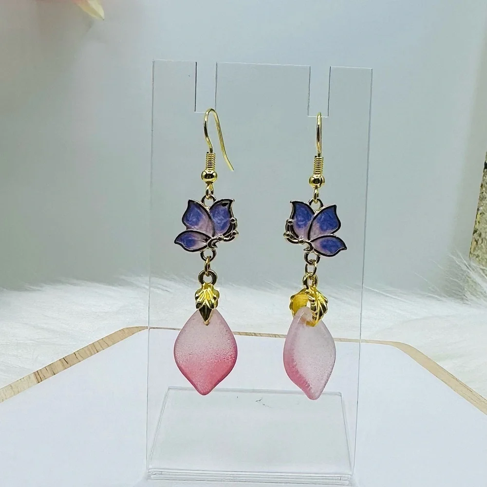 Vintage-Inspired Butterfly Lotus Earrings